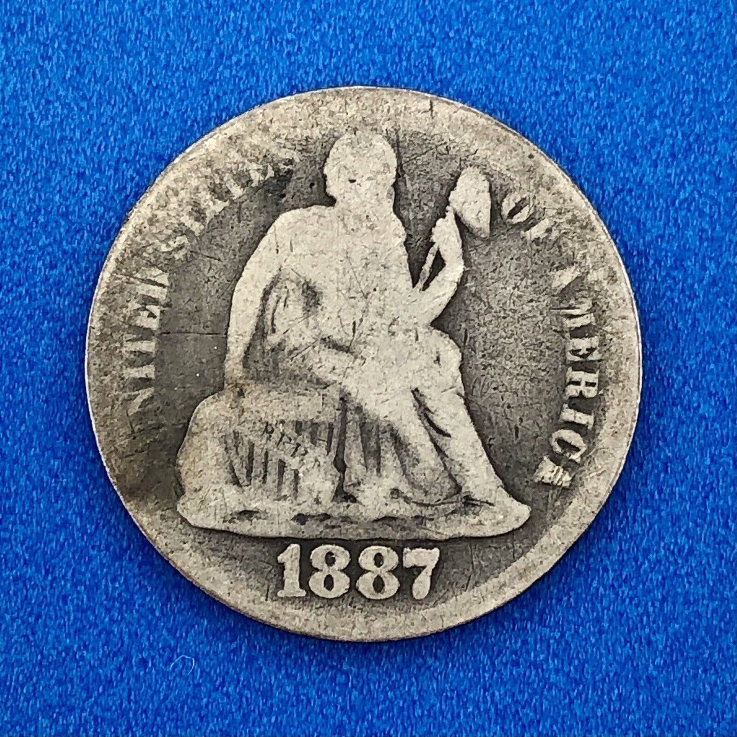 1887 S Seated Liberty Silver Dime 10c Better Key No Stars San Francisco Coin