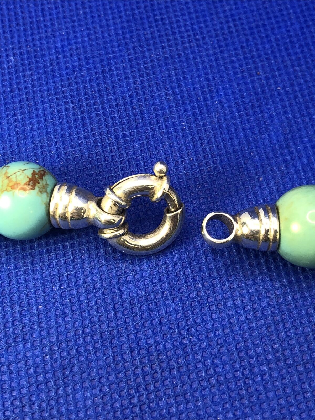 Whitney Kelly 925 Sterling Silver Turquoise Beaded Hand Knotted Chunky Necklace