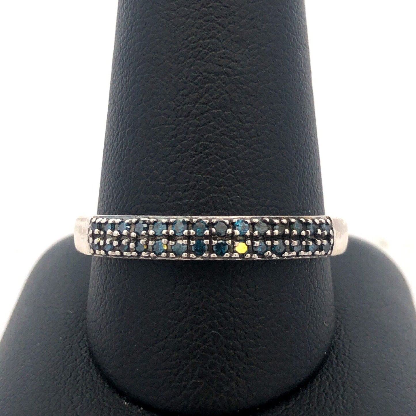 Designer DJoy 925 Sterling Silver Blue Sapphire Pave Anniversary Band Ring