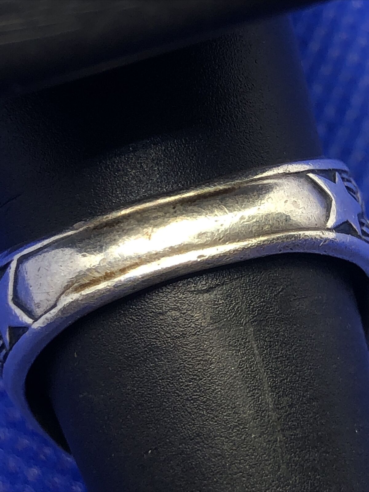 Designer Sterling Silver Oval Blue Glass United States Navy Insignia Dome Ring