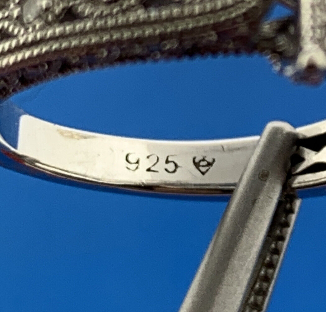 Designer 925 Sterling Silver Diamond Square Top Halo Accented Engagement Ring