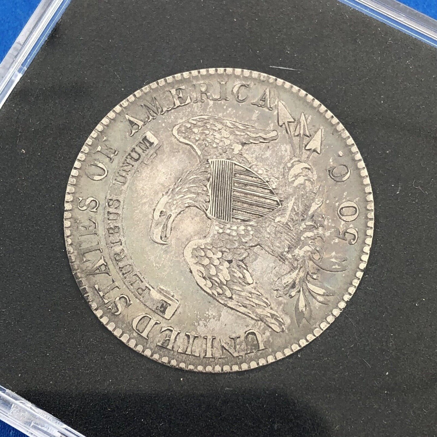 1821 Capped Bust Silver Half Dollar 50c Lettered Edge Ungraded XF Details Coin
