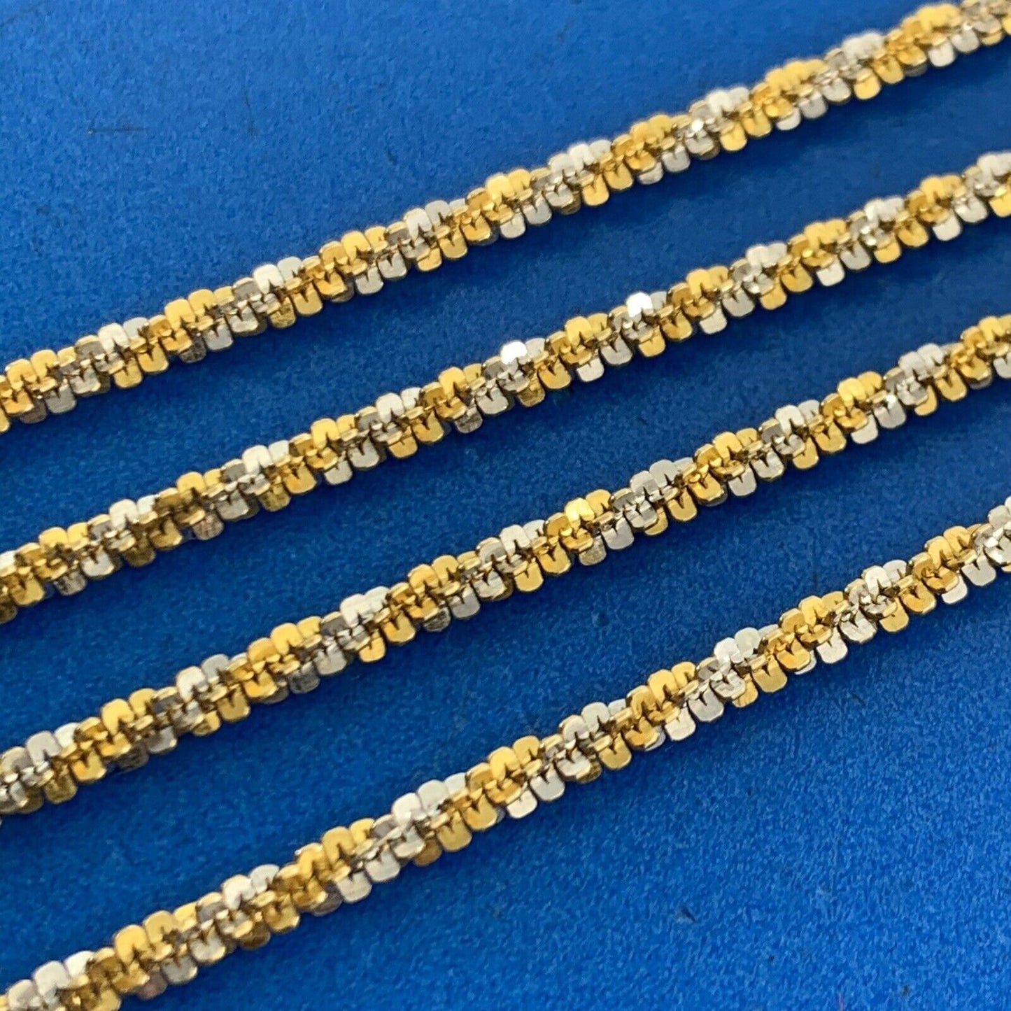 Designer Italy 14K White Yellow Gold Popcorn Fancy Link Chain Necklace