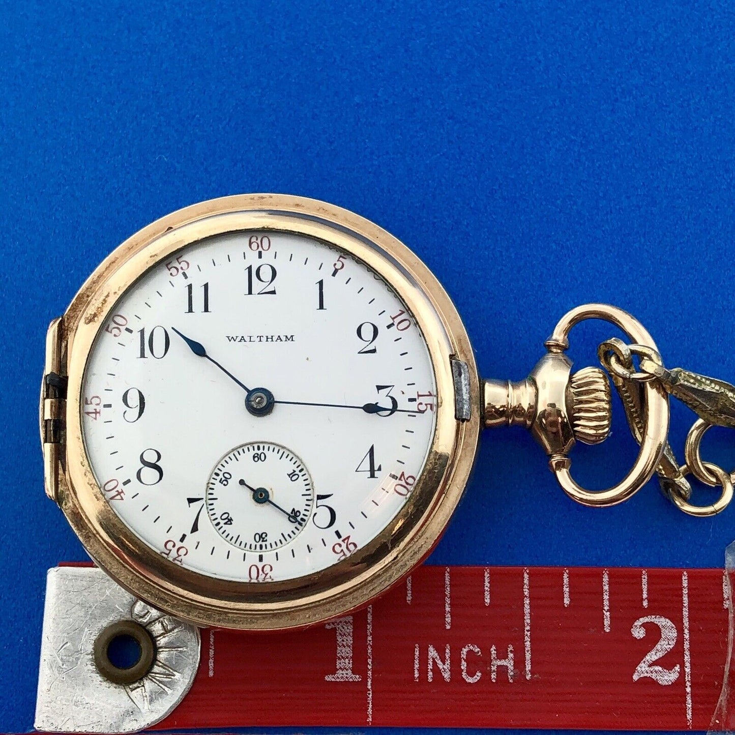 Vintage 1909 Waltham 15j Grade 165 Pocket Watch Gold Filled Case