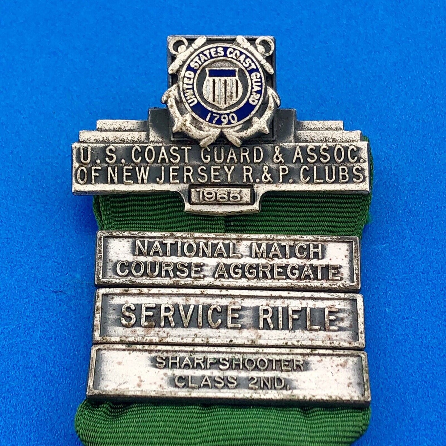 1965 US Coast Guard New Jersey R & P Clubs Sharpshooter Award Ribbon & Medal