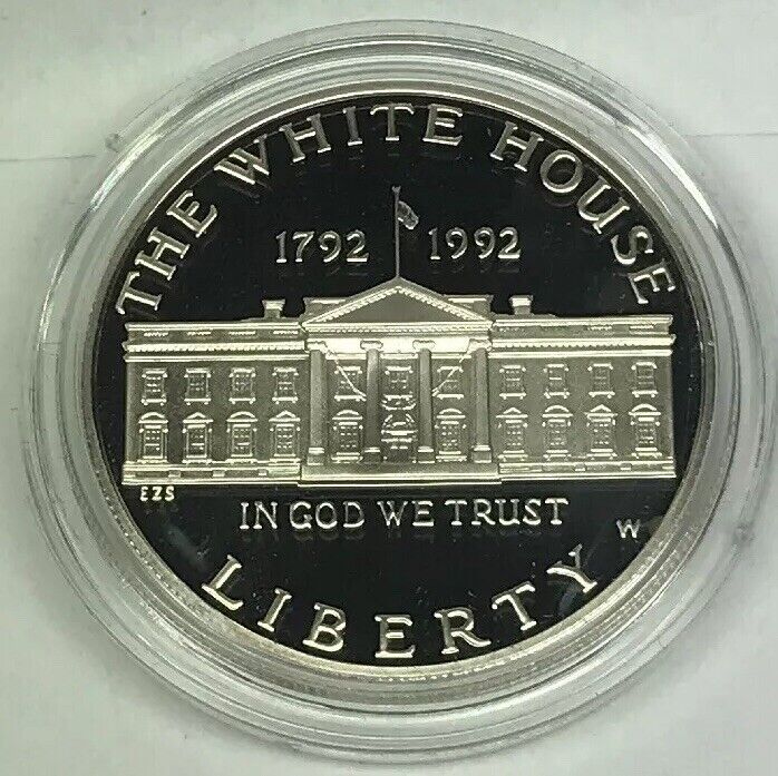 1992 W White House 200th Anniversary Commemorative Proof Silver Dollar OMP/COA