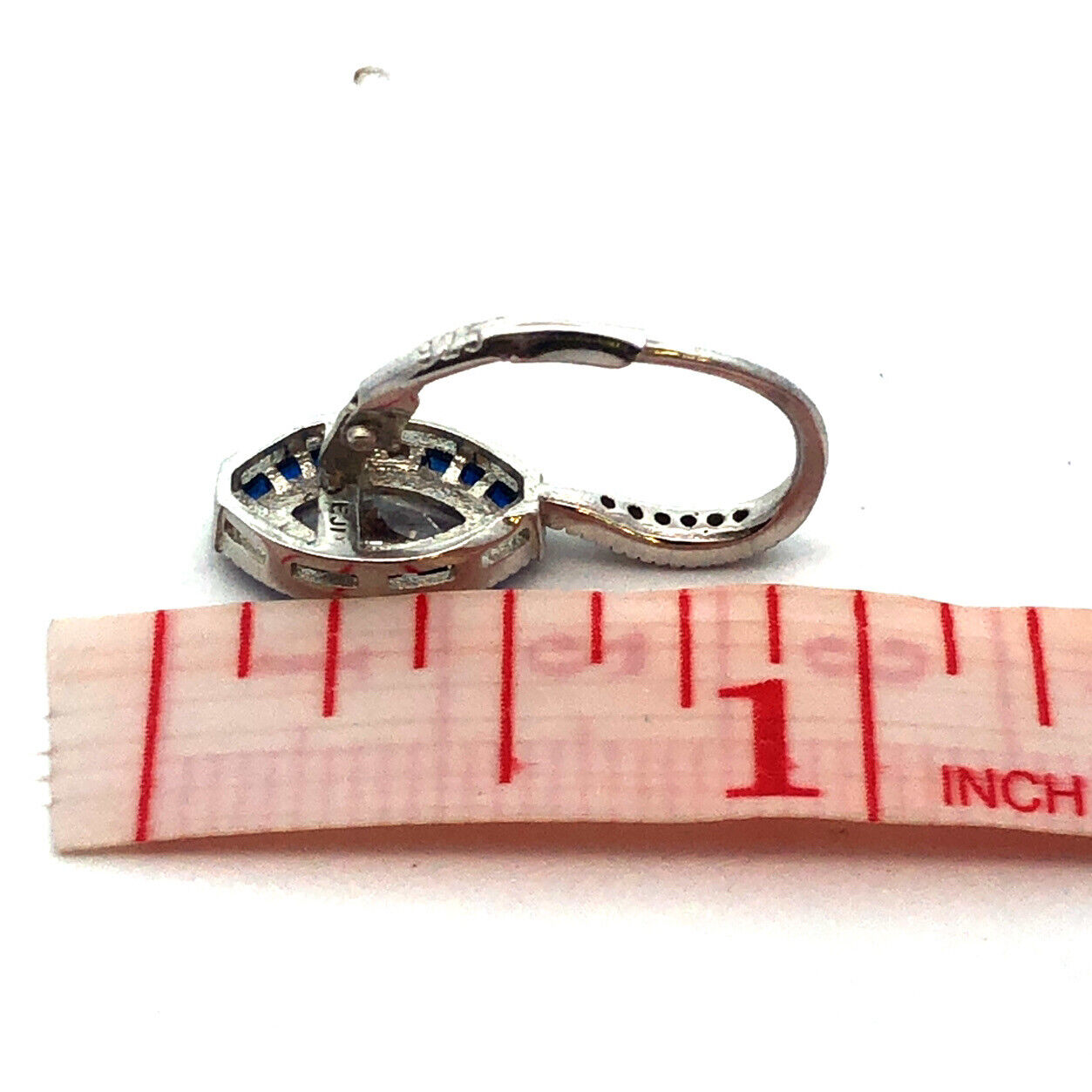 Designer EJI 925 Sterling Silver Marquise Cubic Zirconia Sapphire Hook Earrings