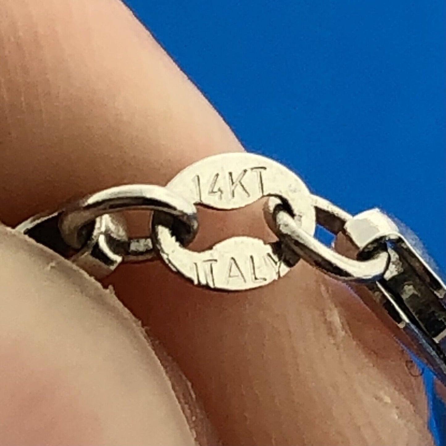 Italy 14K White Gold Twisted Rope Disco Ball Station Necklace