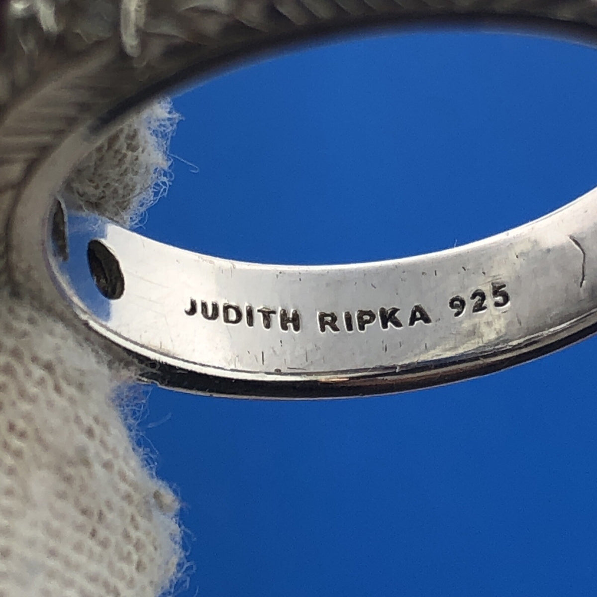 Judith Ripka Sterling Silver 925 Ruby Cubic Zirconia Stackable Cocktail Ring