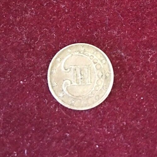 1852 Three 3 Cent Silver Piece Type 1 Trime Coin