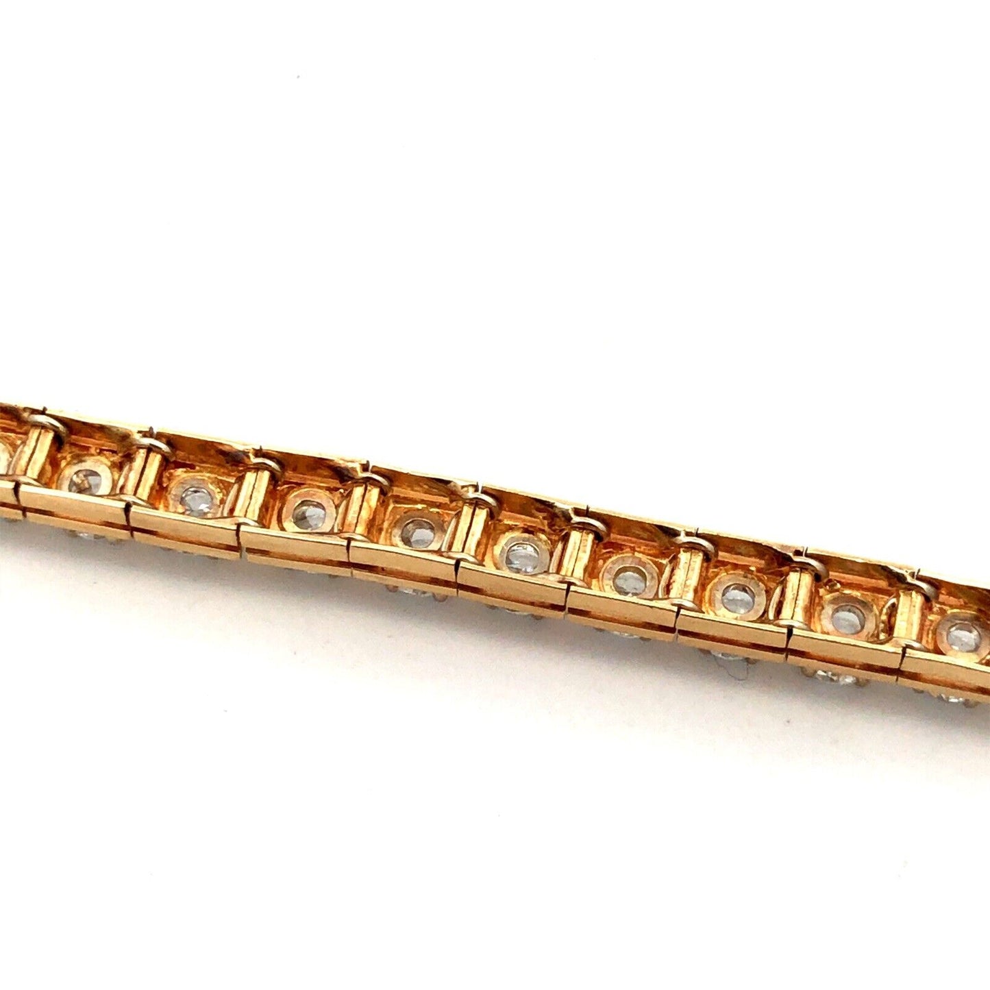Estate 14K Yellow Gold Round Graduated Diamond Modernist Tennis Bracelet