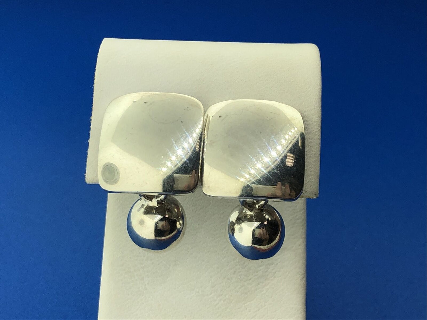 Silpada 925 Sterling Silver Modernist Geometric Ball Square Dangle Stud Earrings