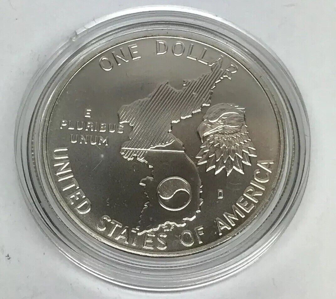 1991 D Korean War Memorial Commemorative BU Silver Dollar OMP/COA