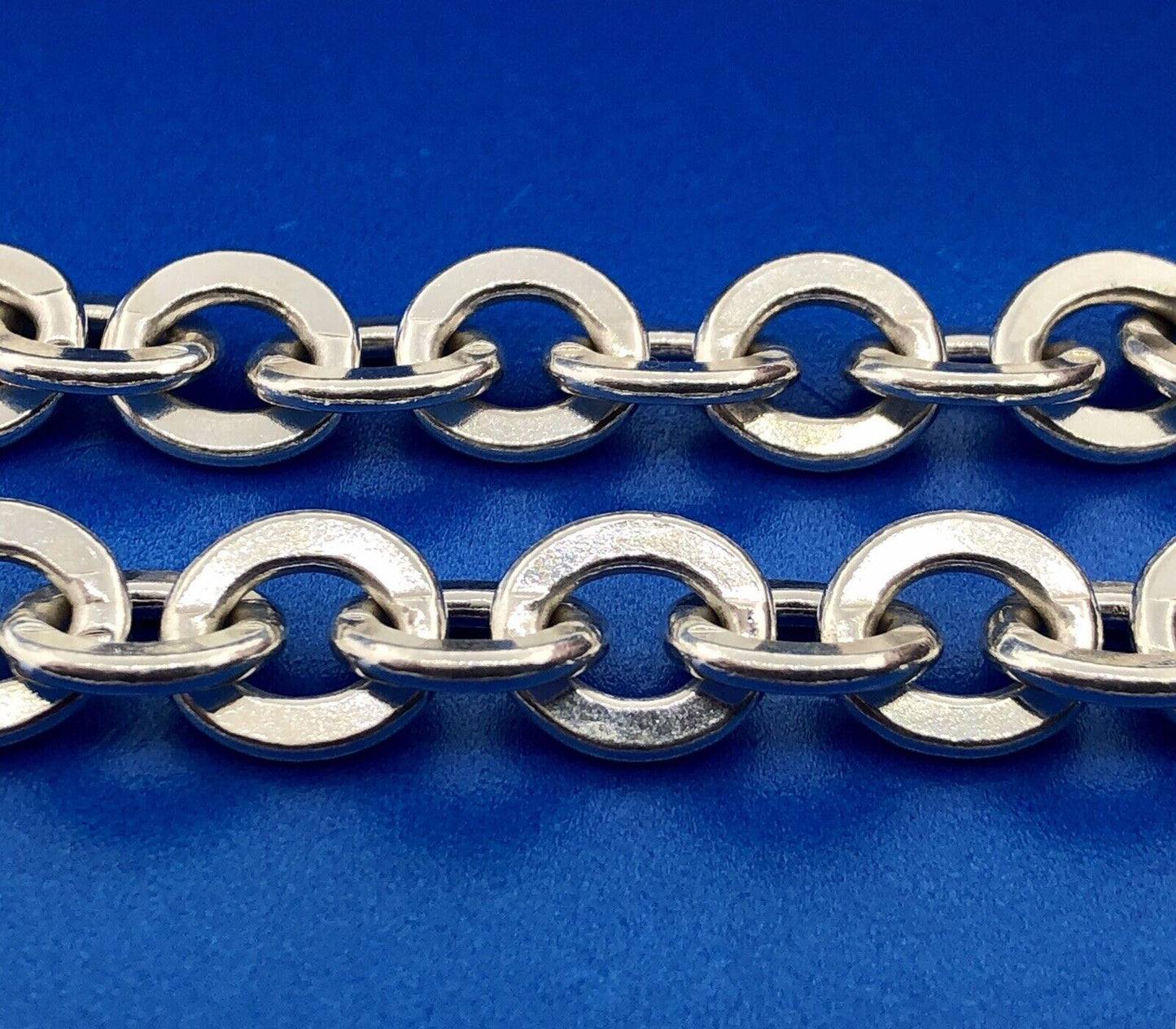 Designer 925 Sterling Silver Flat Circle Link Statement Fashion Charm Bracelet