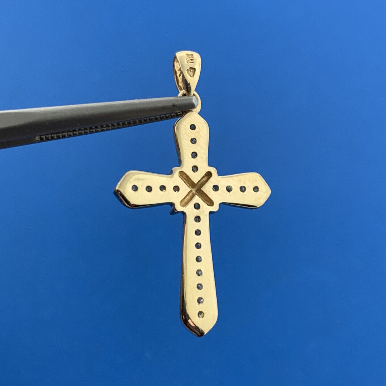 14K Yellow Gold Diamond Religious Communion Bridal Easter Cross Pendant