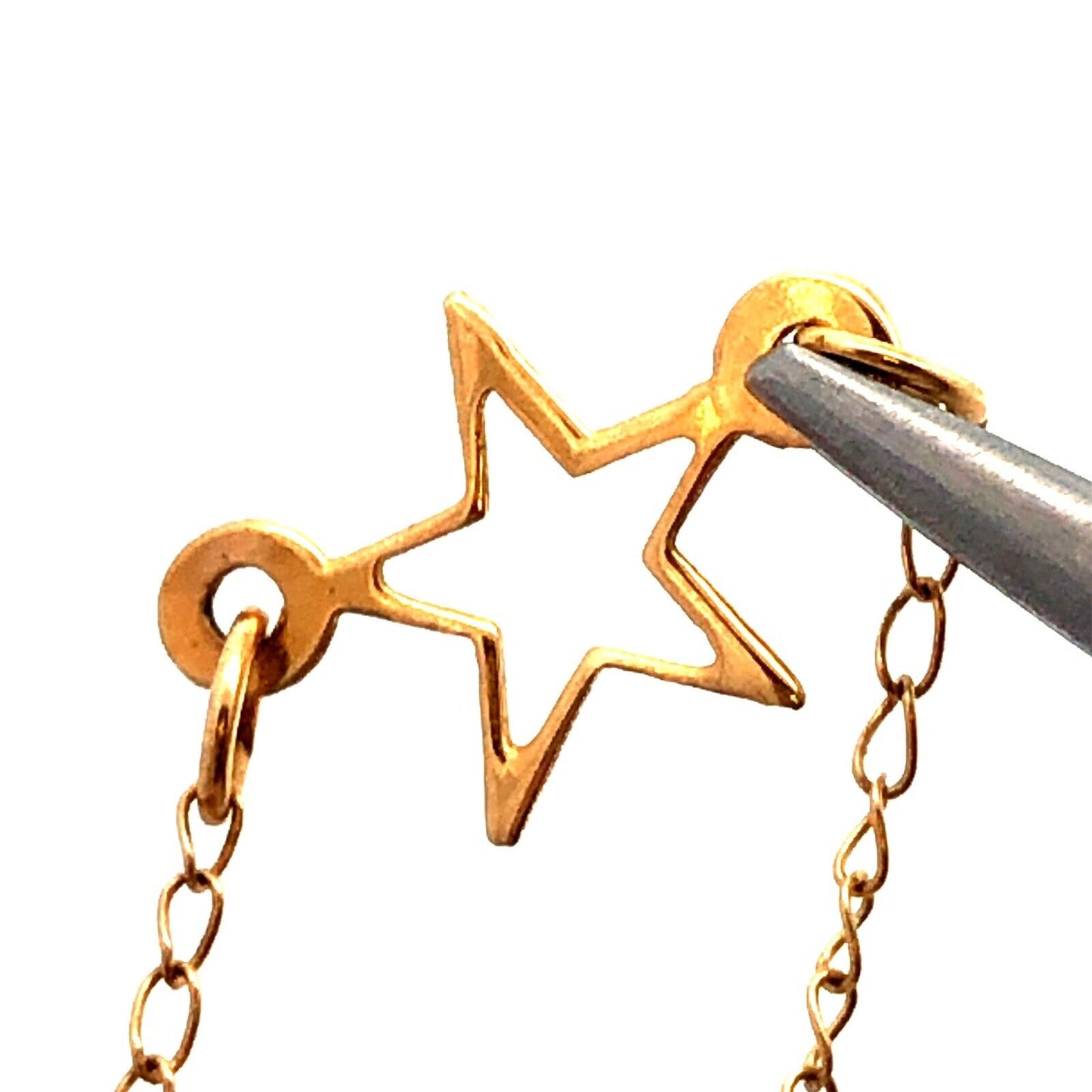 14K Yellow Gold Cutout Star Station Chain Necklace
