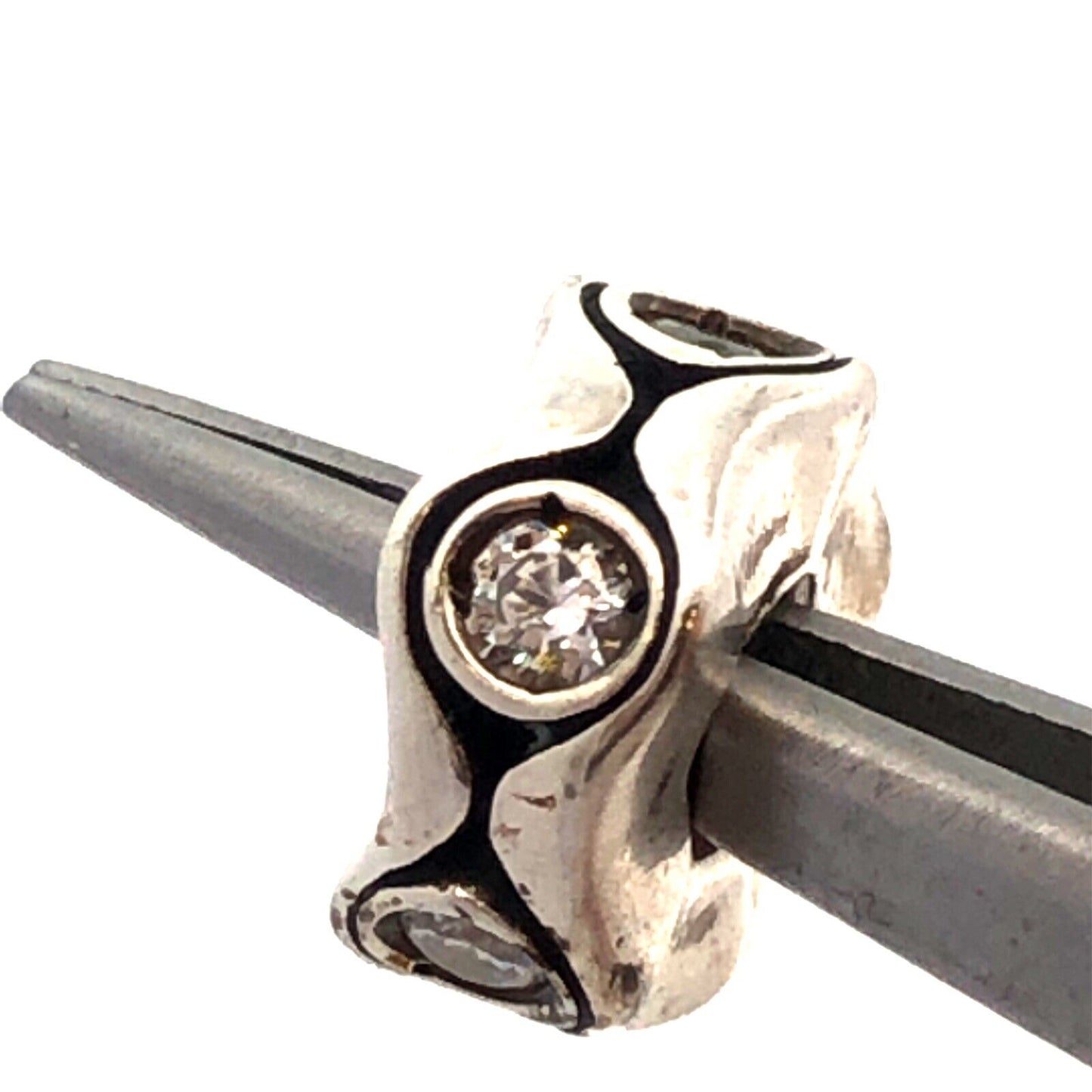 CHAMILIA Sterling Silver Round Cubic Zirconia CZ Retro Wave Slide Bracelet Charm