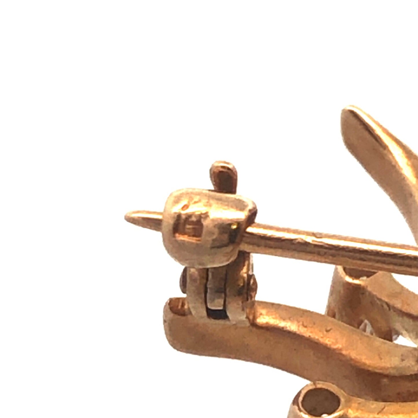 Designer Art Deco 14K Yellow Gold Diamond Pin Brooch Pendant