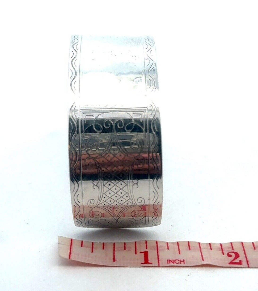 New Orleans Silversmiths Sterling Silver Etched Engravable Open Cuff Bracelet