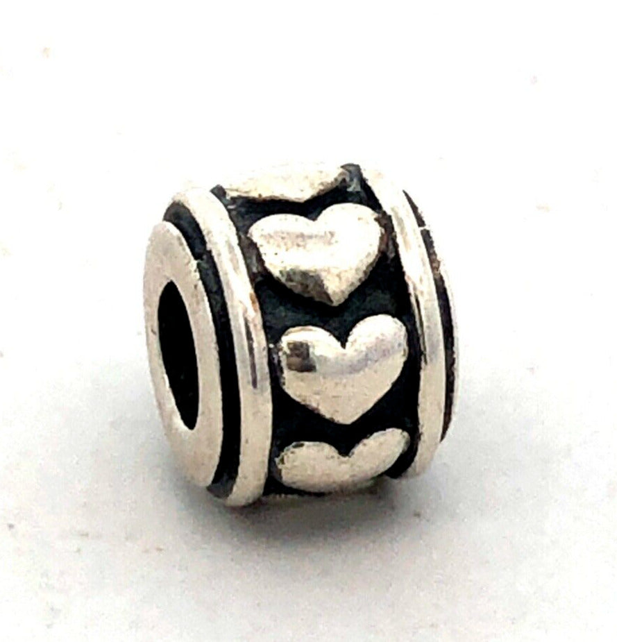 Designer CHAMILIA B 925 Sterling Silver Heart Love Valentines Bead Slide Charm