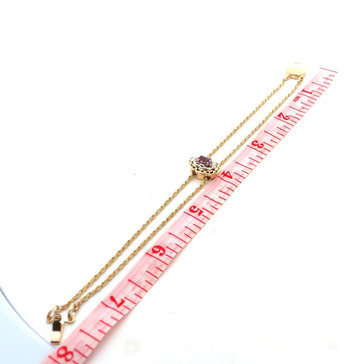 Richard Klein KLJCI 14K Yellow Gold Purple Topaz Diamond Double Strand Bracelet