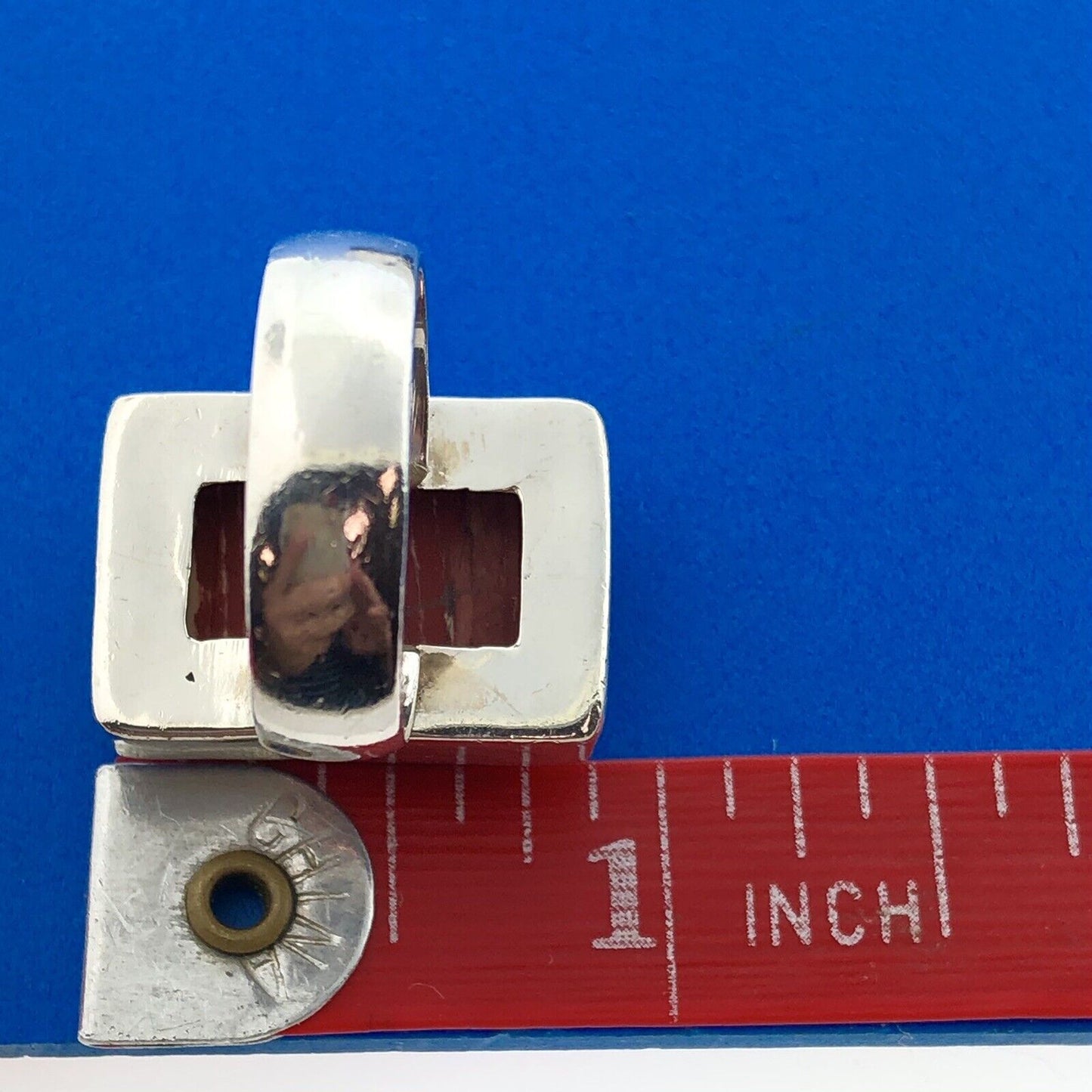 Sterling Silver 925 Banded Red Jasper Rectangular Modernist Statement Ring