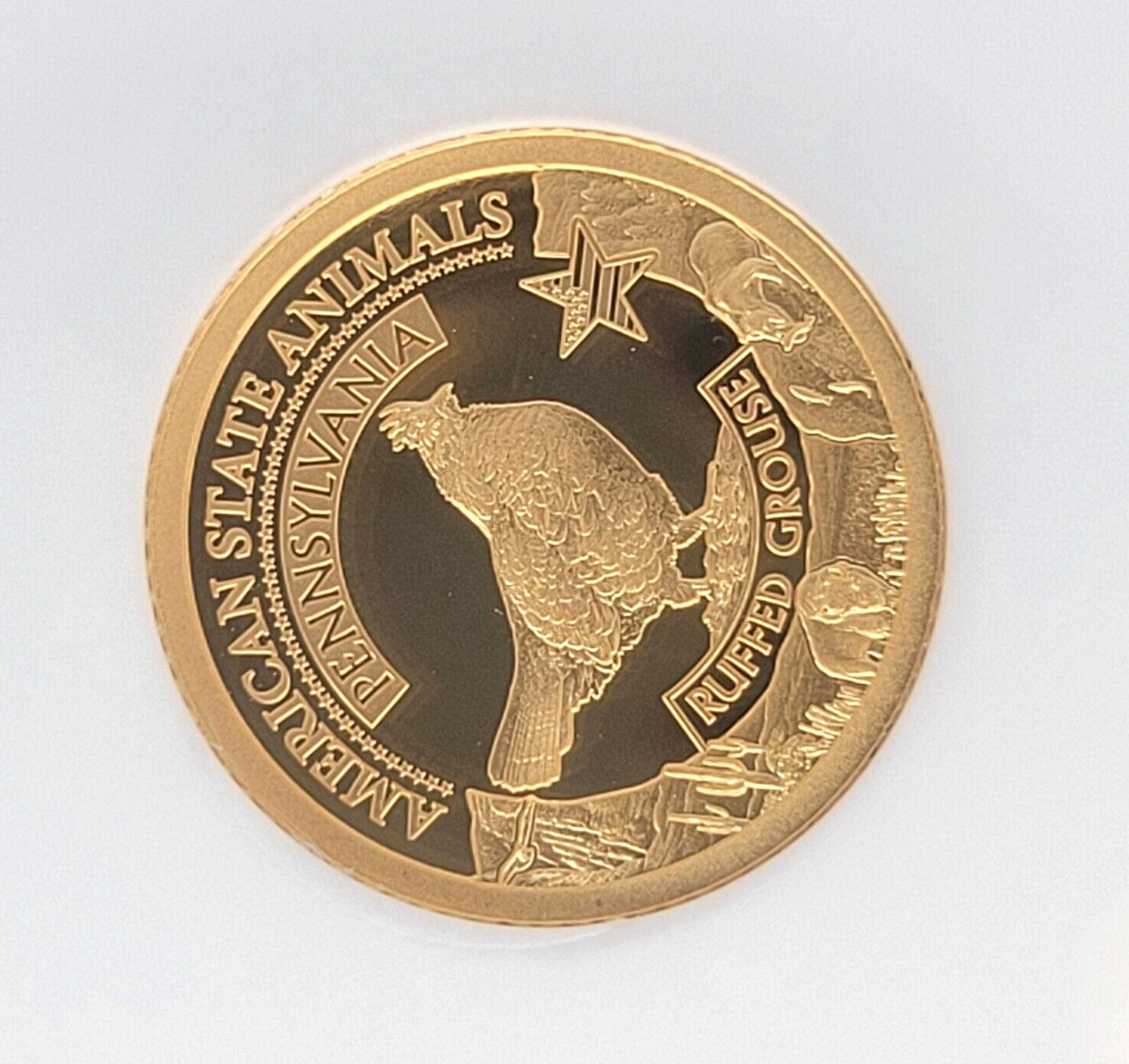 2021 $5 Cook Islands NGC PF70 Proof Cameo 1/2g .999 Gold Pennsylvania Grouse