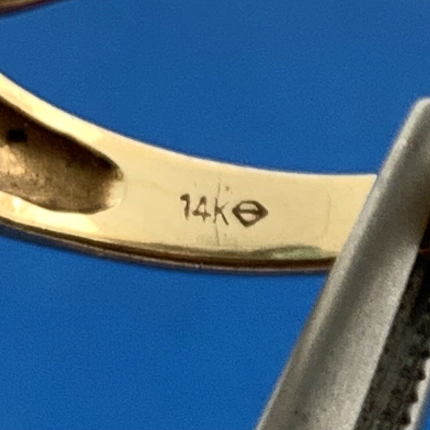 14K Yellow Gold Blue Topaz Diamond December Anniversary Statement Cocktail Ring