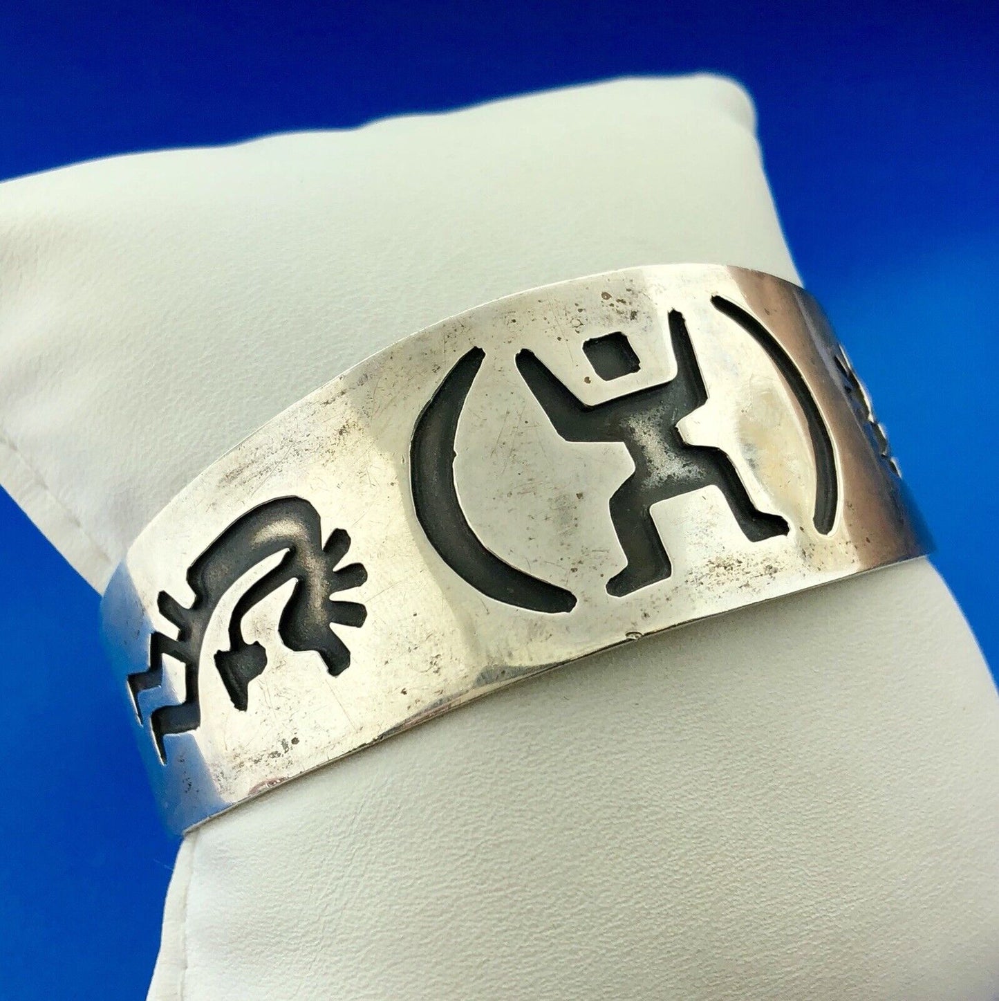 Taxco Mexico 925 Sterling Silver Kokopelli Fertility Storyteller Cuff Bracelet