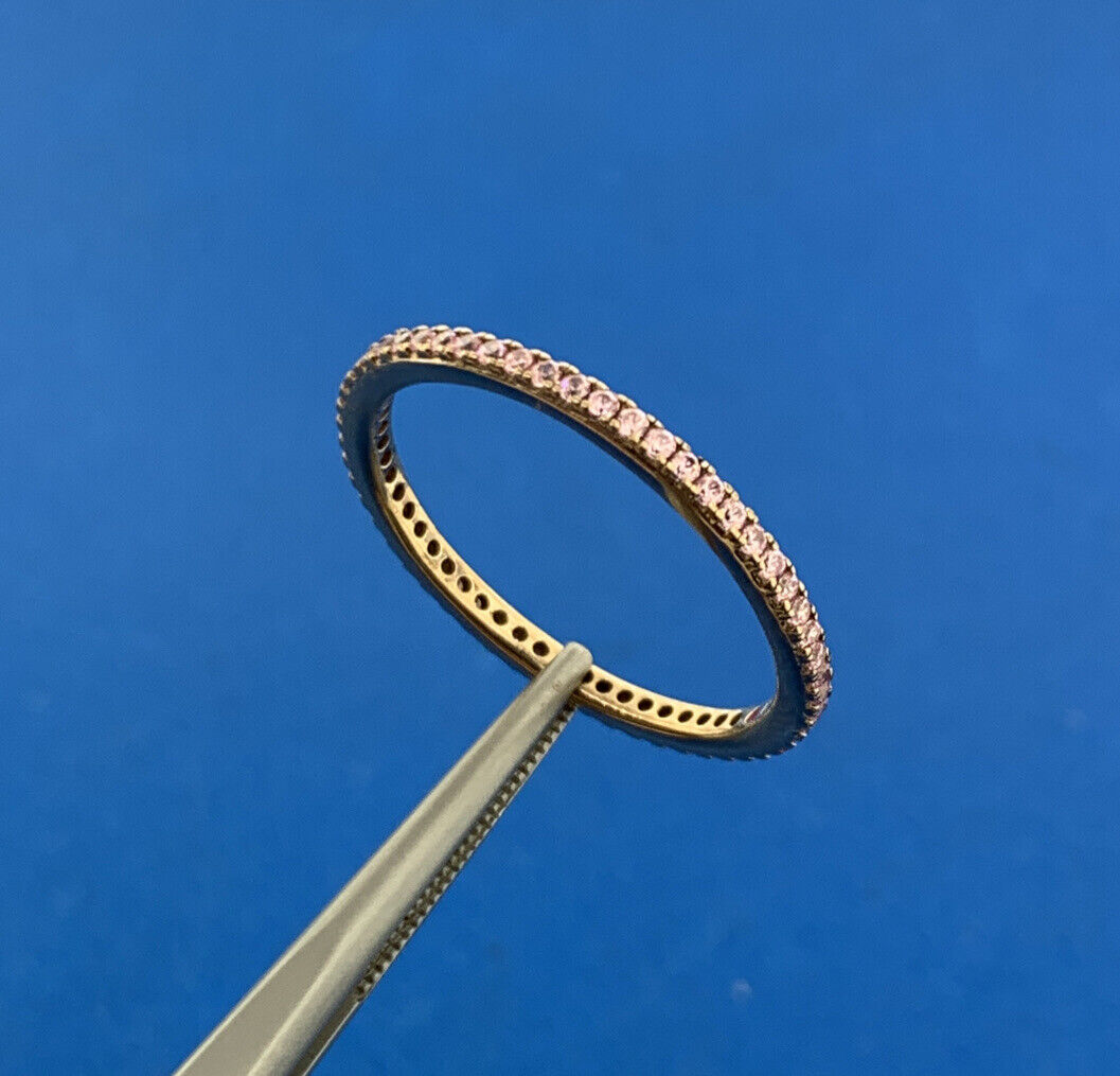 Designer 925 Sterling Silver Vermeil Pink Cubic Zirconia Bridal Anniversary Band