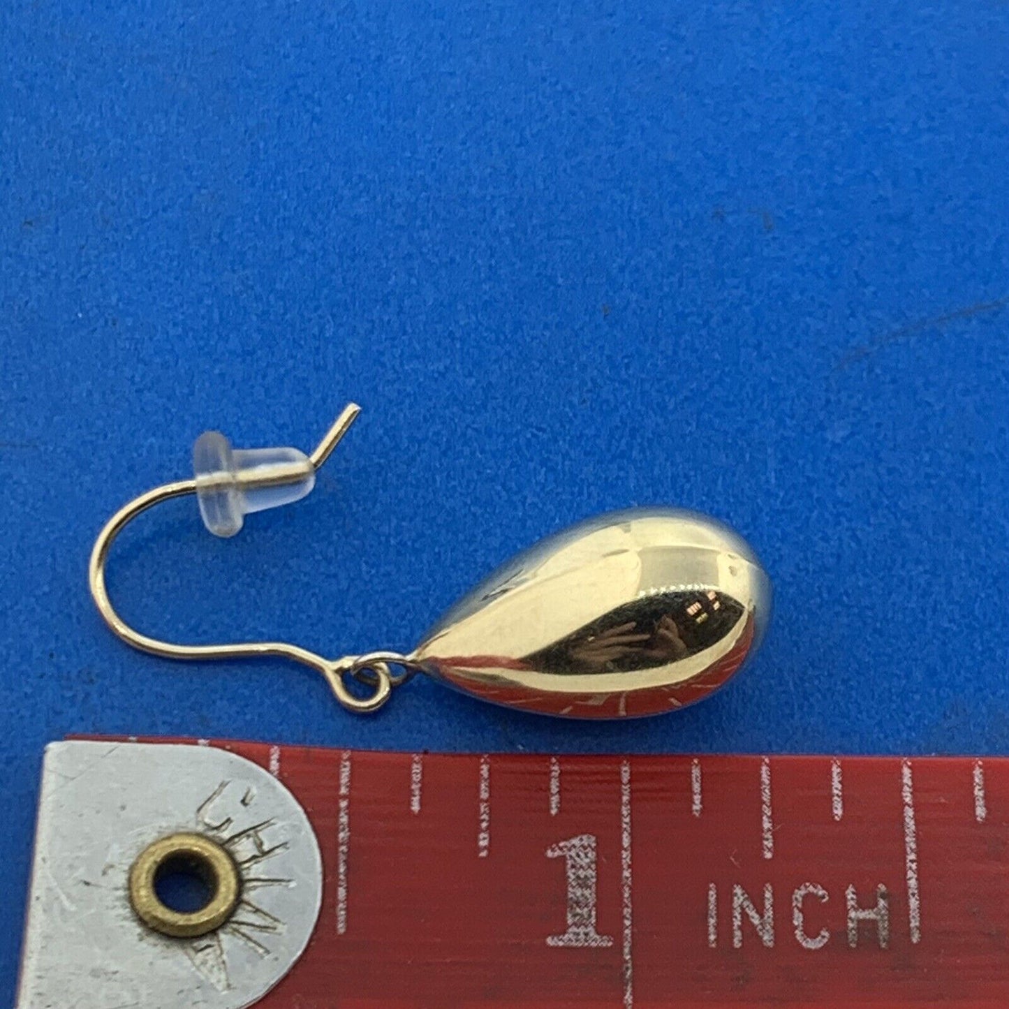 Designer Peru 10K Yellow Gold Pear Teardrop Polished Dangle Drop Hook Earrings