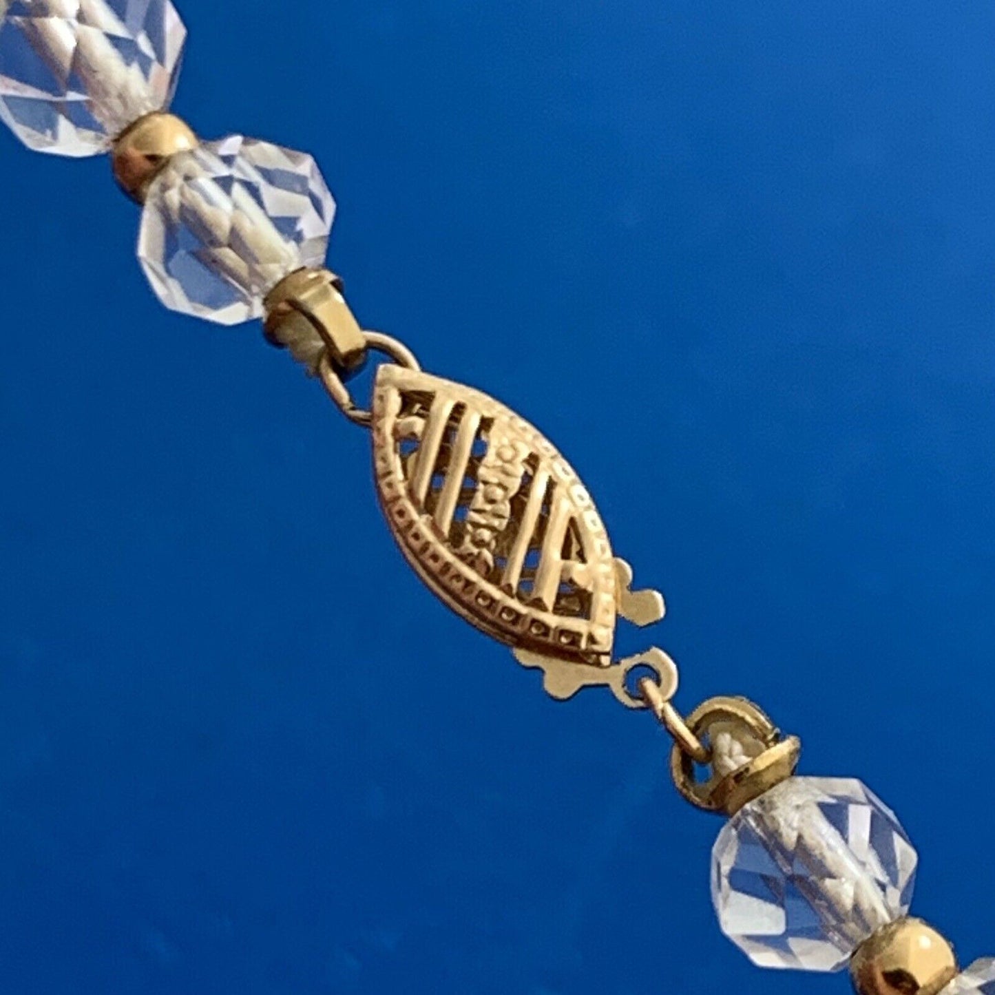 Designer 14K Yellow Gold White Amethyst Faceted Graduated Bead Necklace