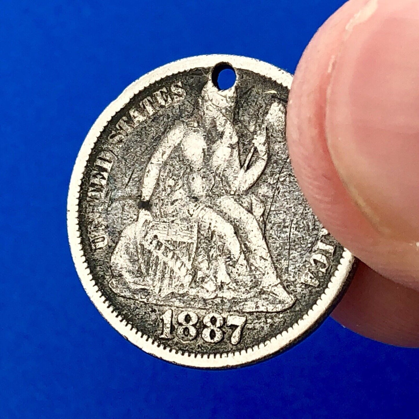 1887 Seated Liberty Silver Dime Love Token Coin Initials