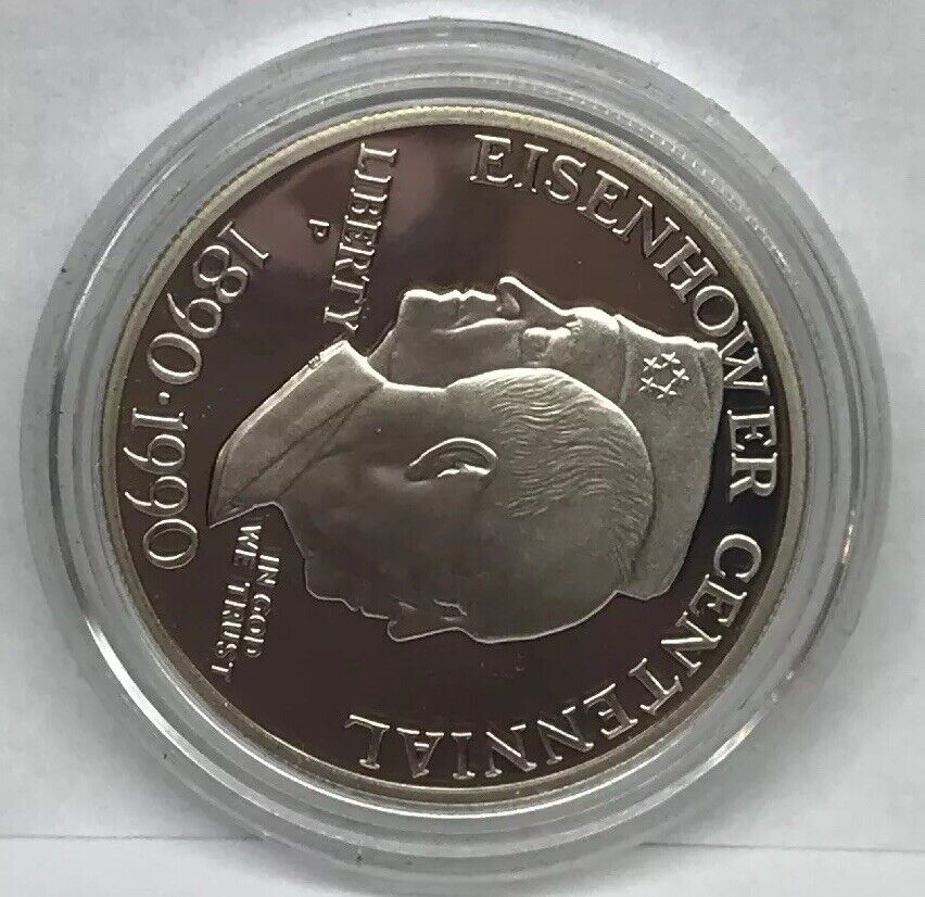 1990 P United States Eisenhower Centennial Commemorative Proof Silver $ OMP/COA
