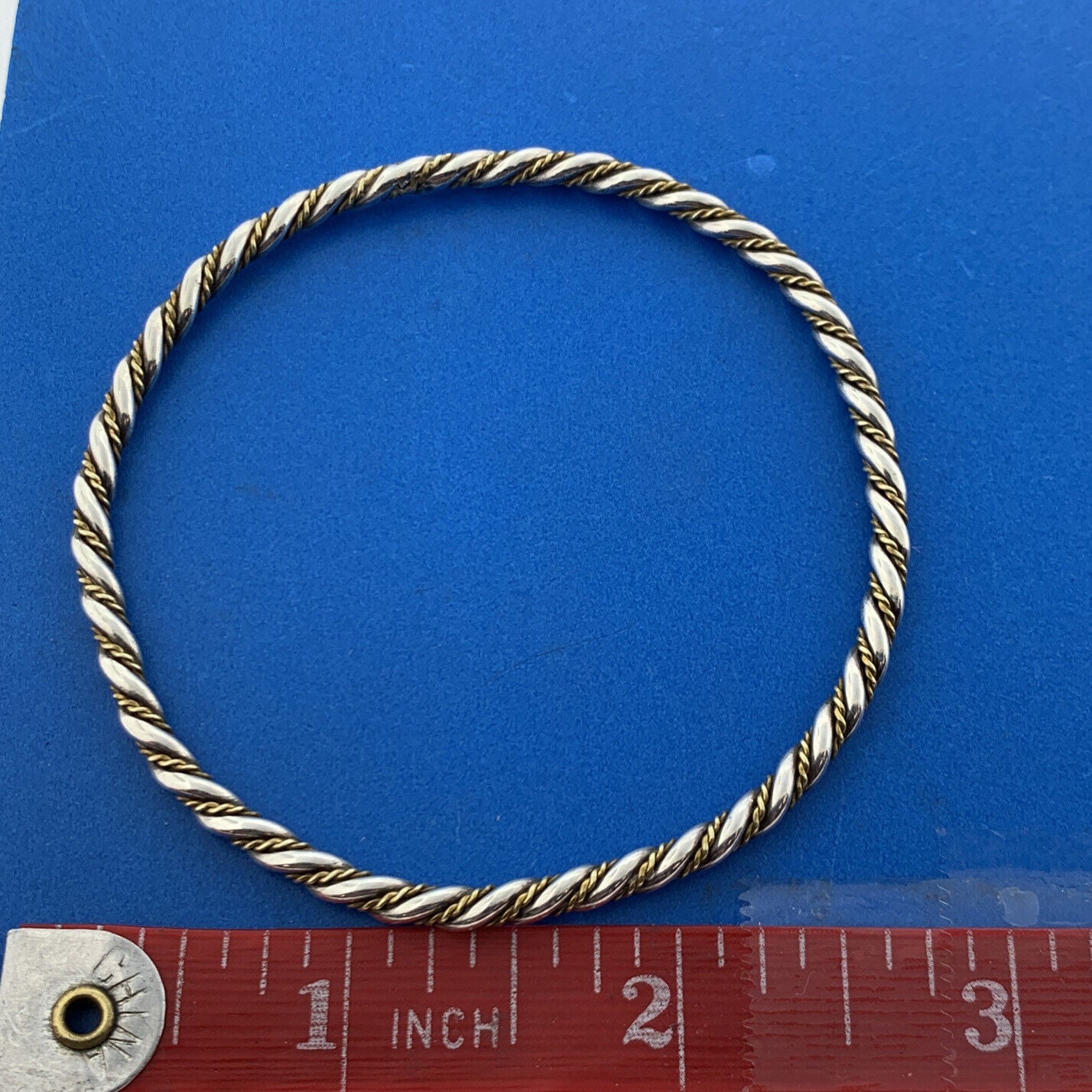 Lovely 925 Sterling Silver Brass Wire Wrap Twisted Bangle Bracelet