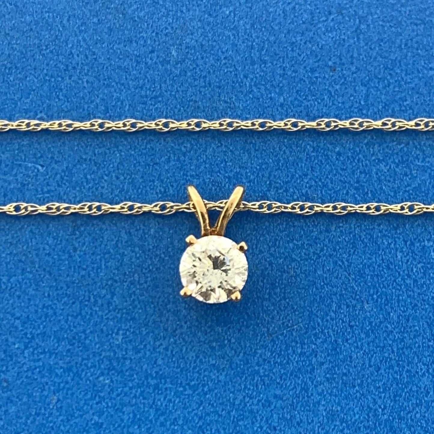 Designer 14K Yellow Gold Round Diamond Solitaire Anniversary Pendant Necklace