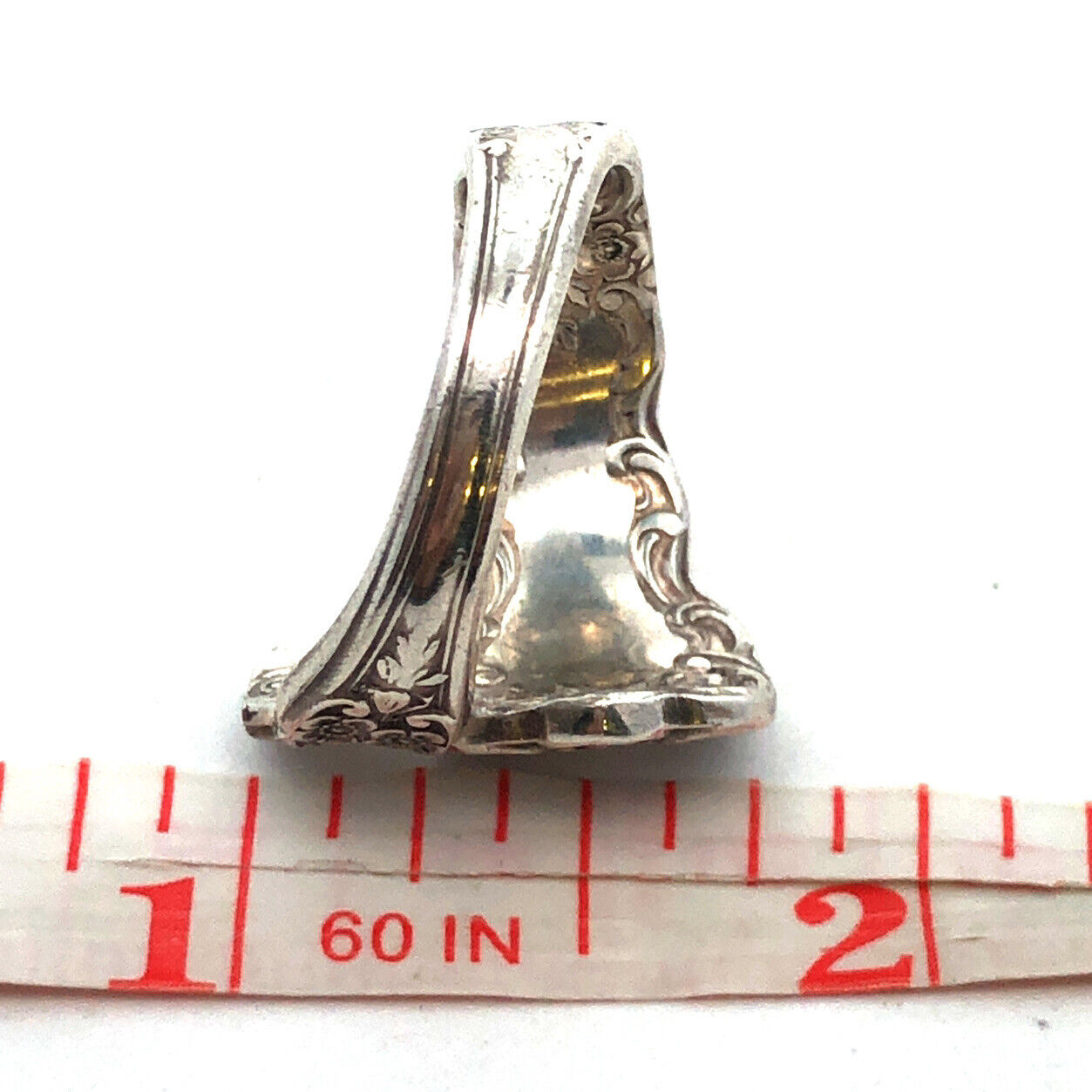 Vintage Designer 925 Sterling Silver Buttercup Flower Detail Spoon Bypass Ring