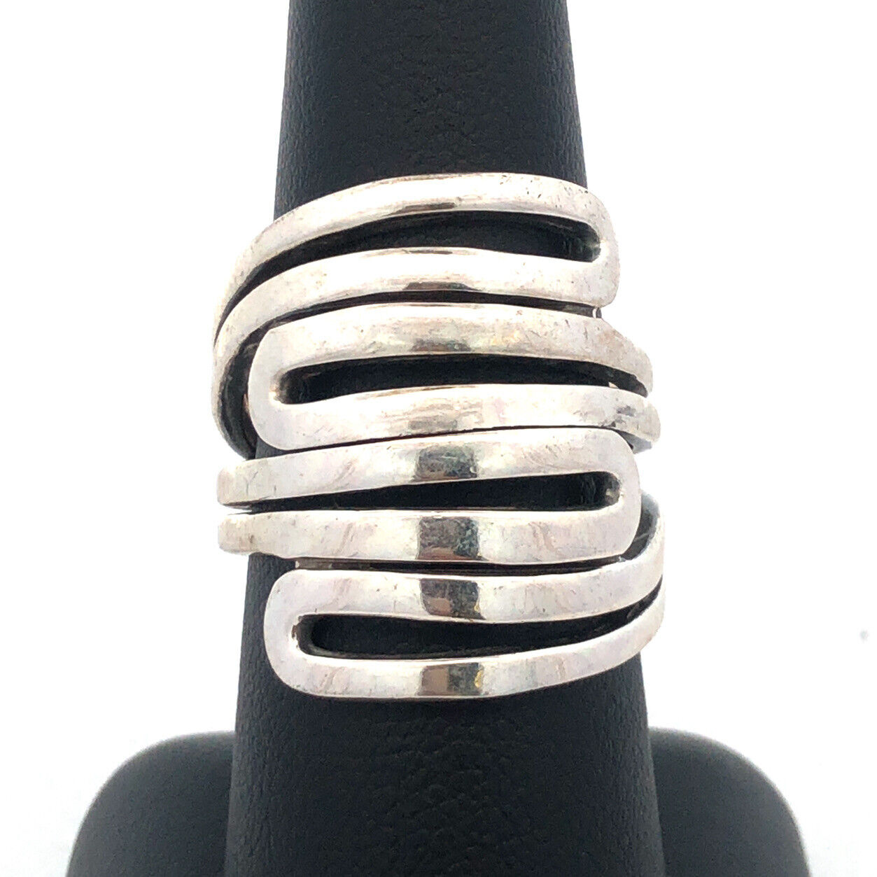 Designer India Modernist 925 Sterling Silver Wide Swirl Ring