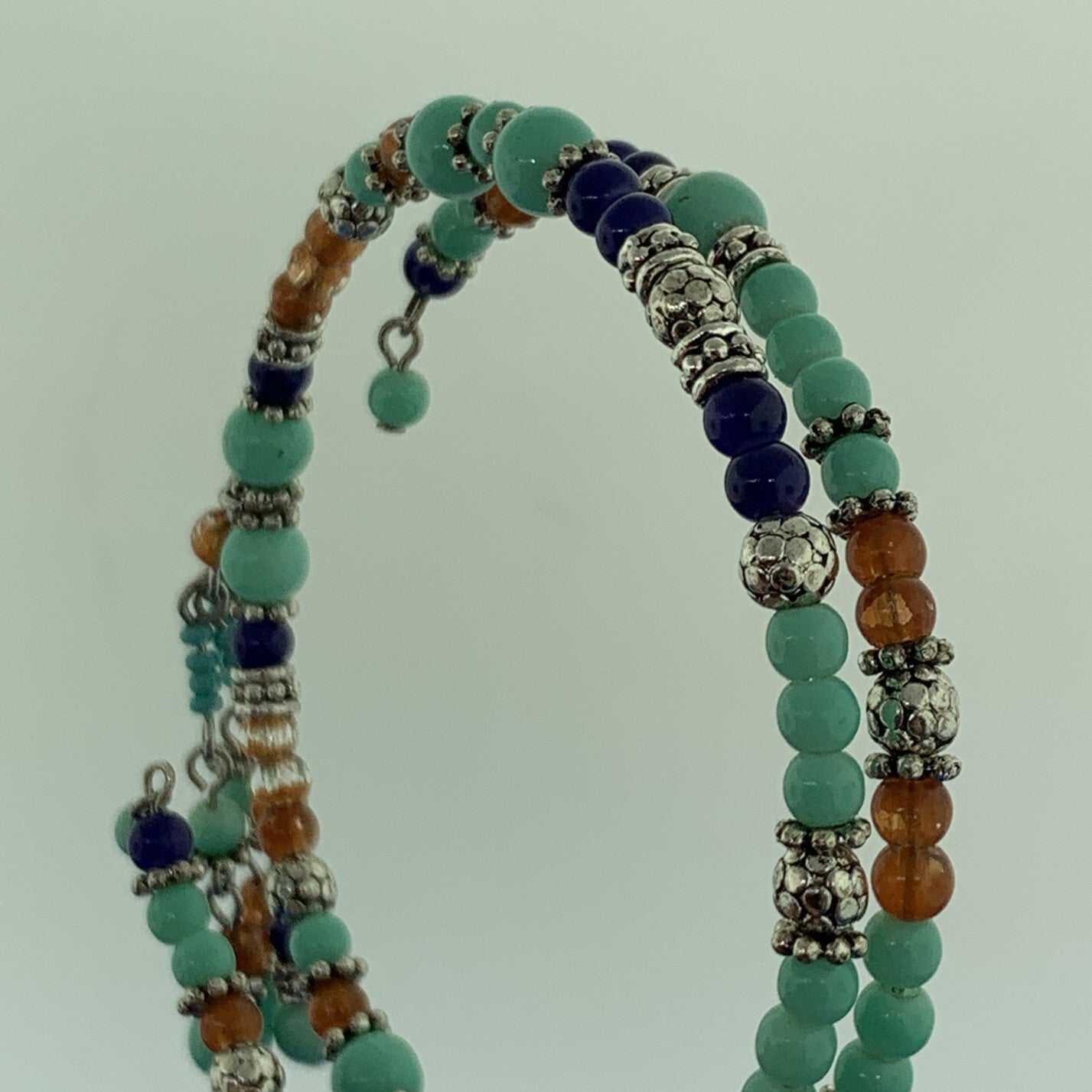 Sterling Silver 925 Turquoise Lapis Lazuli Carnelian Bead Bracelet Necklace
