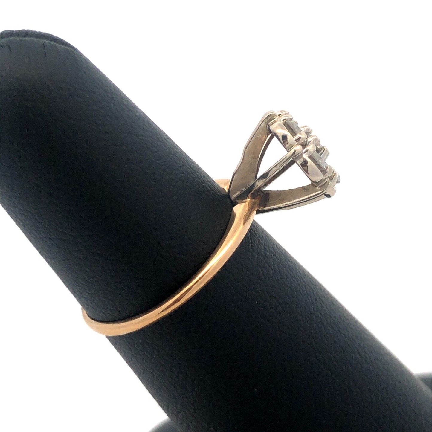 Estate Designer 14K Yellow White Gold Diamond Floral Cluster Cocktail Ring