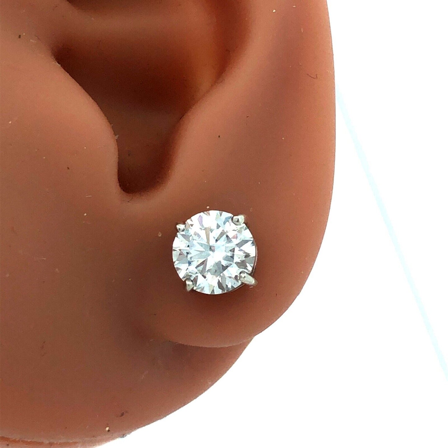 925 Sterling Silver Round Diamond Solitaire Statement Stud Earrings
