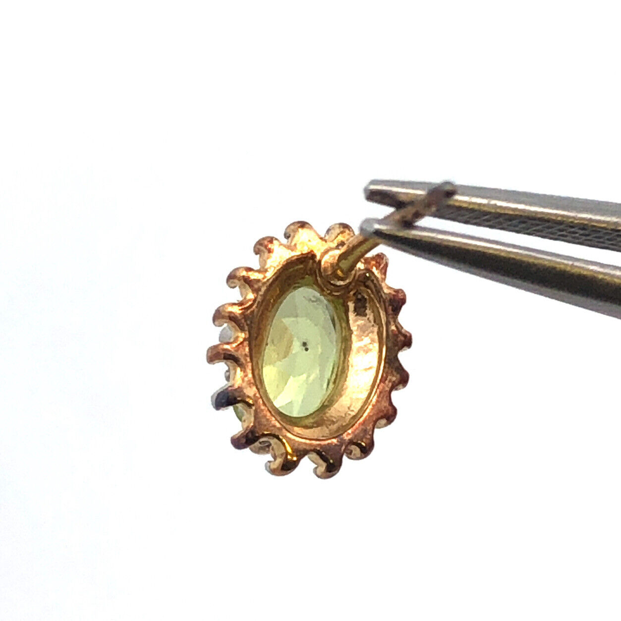 Designer 925 Sterling Silver Vermeil Two Tone Green Peridot Oval Stud Earrings
