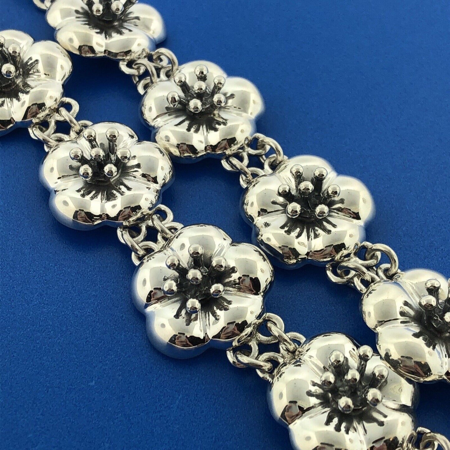 Designer GIL Mexican Sterling Silver 925 Floral Poppy Adjustable Toggle Necklace