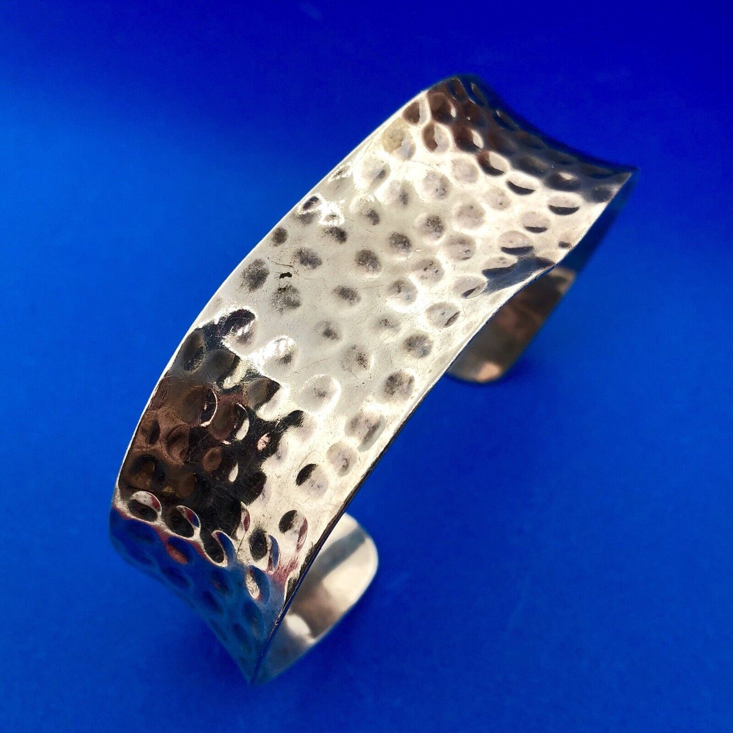 Vintage Mexico Taxco TC 138 Sterling Silver 925 Hammered Wave Cuff Bracelet