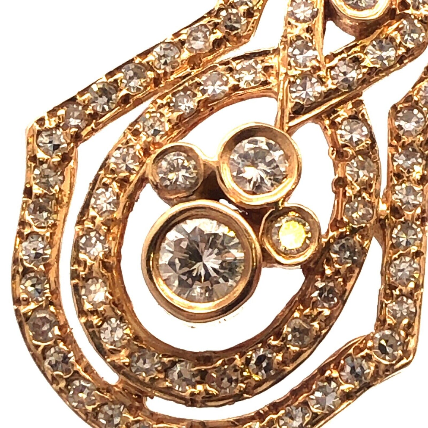 Designer 14K Yellow Gold Diamond Cluster Infinity Statement Anniversary Pendant