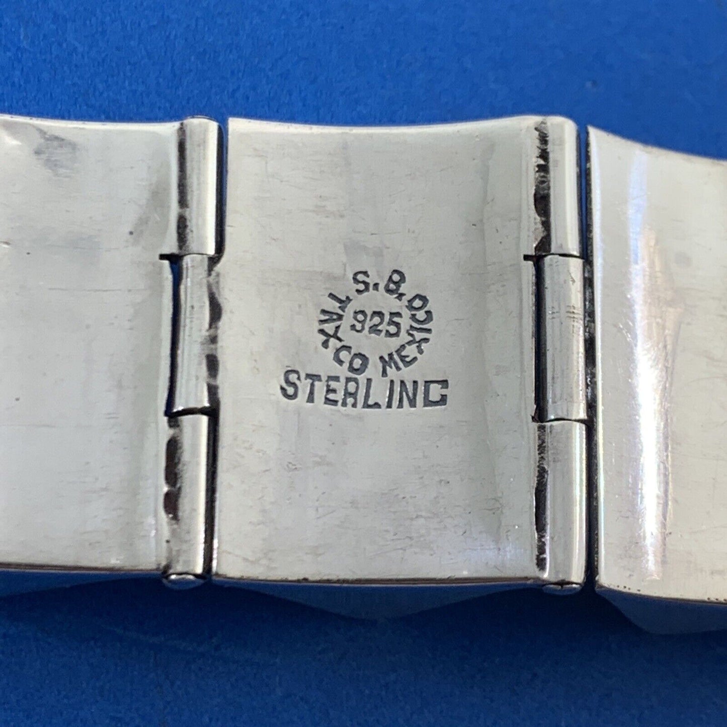 Mid-Century Taxco 925 Sterling Silver Modernist Accordion Style Cuff Bracelet