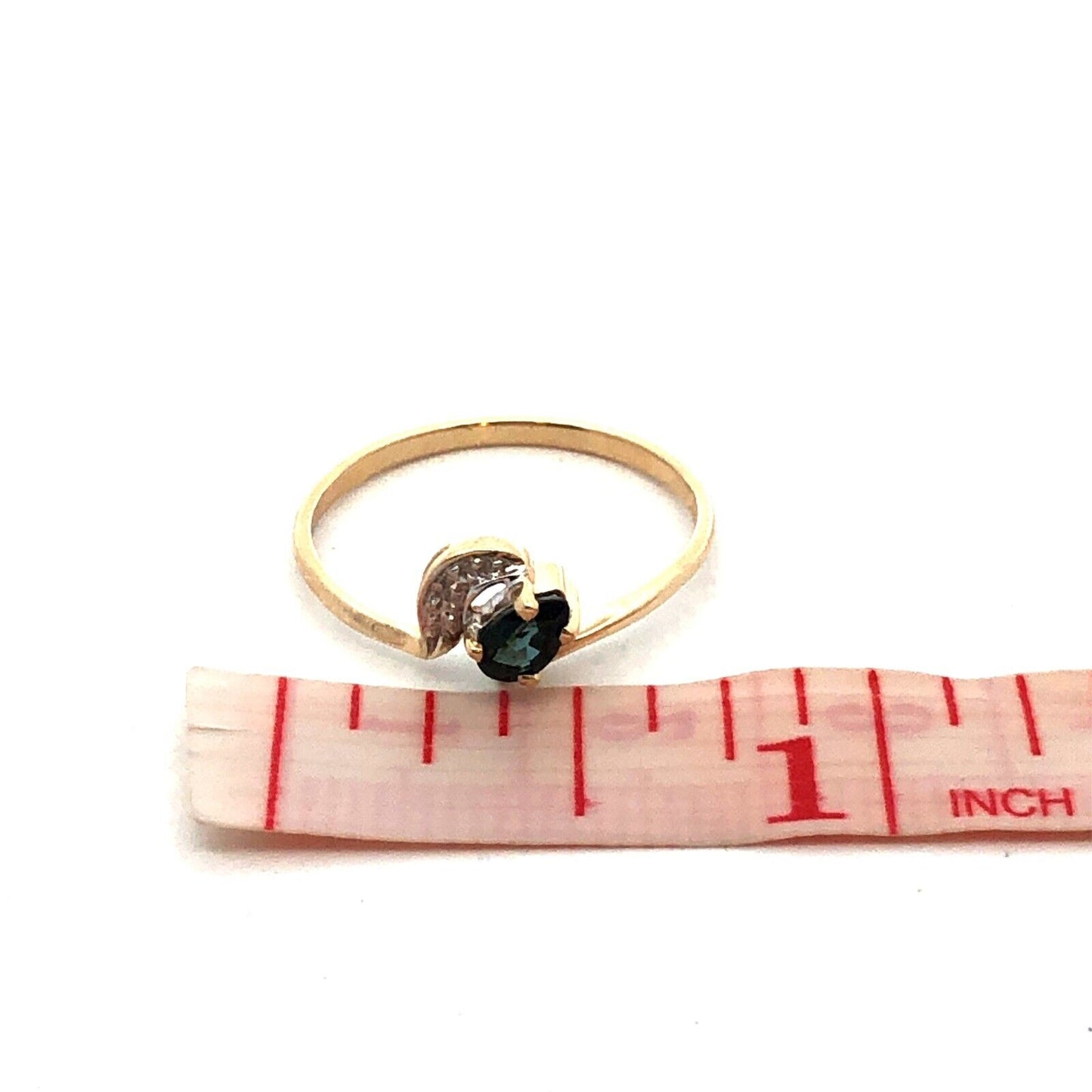 Designer PC 10K Yellow Gold Pear London Blue Topaz White Sapphire Stacking Ring