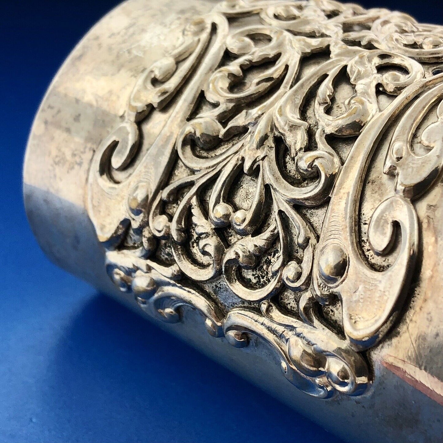 1950's Joseff Of Hollywood Silver Plated Adjustable Baroque Open Cuff Bracelet