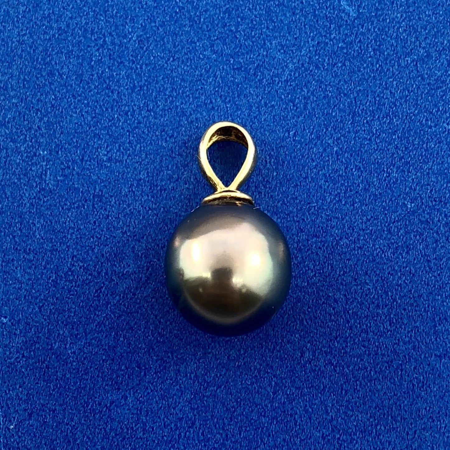 Designer 14K Yellow Gold Black Pearl Drop Dangle Charm Pendant
