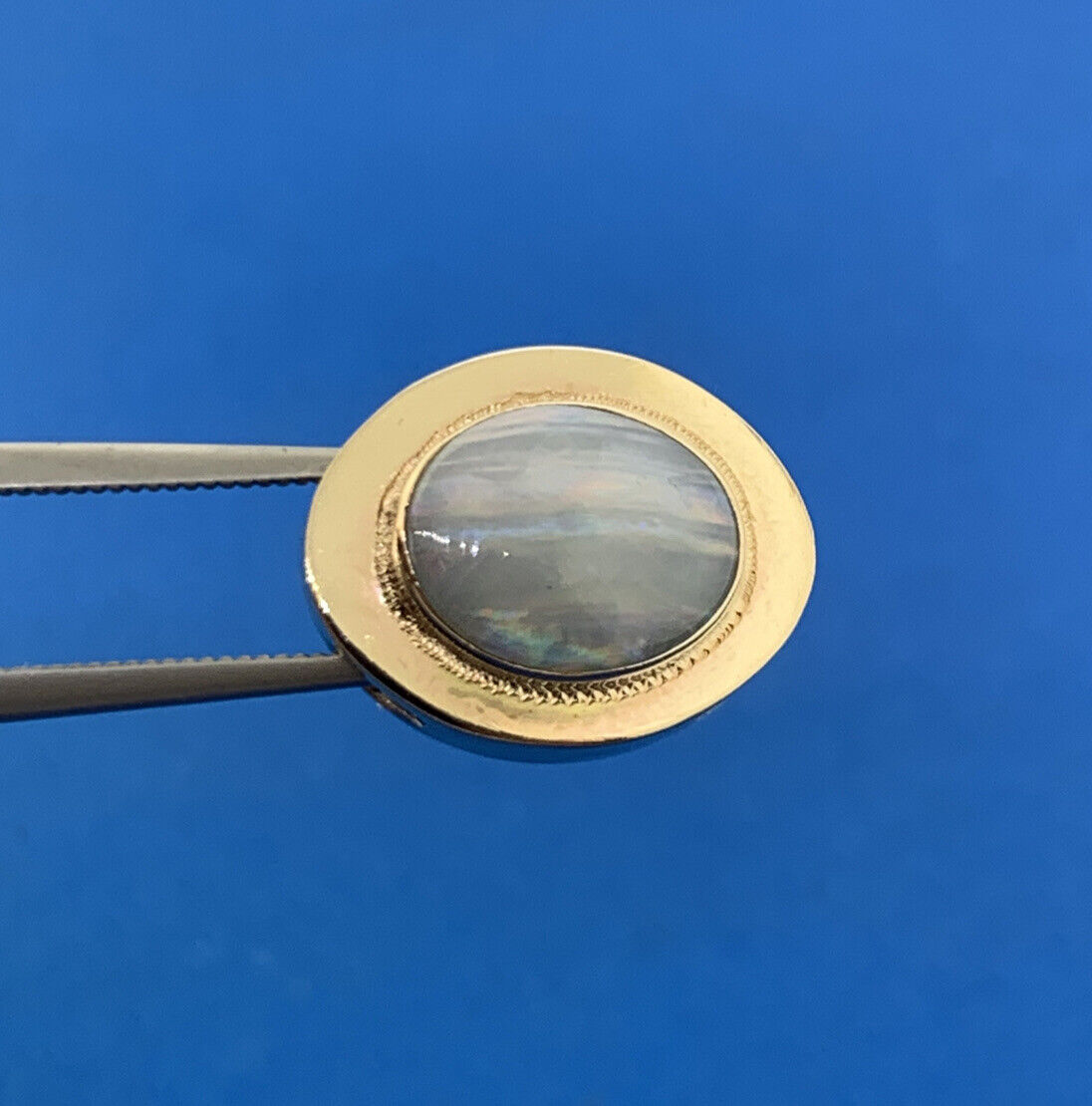 Vintage 10K Yellow Gold Oval Opal Slide Bracelet Charm